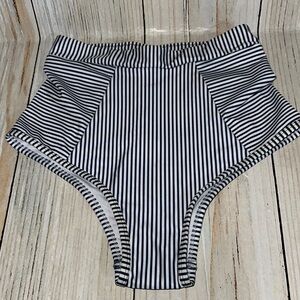 Striped High-Waist Bikini Bottom